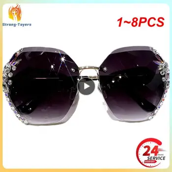 1-8 шт. Винтажные Солнцезащитные очки UV400 со стразами без оправы, модные Солнцезащитные очки в стиле ретро, режущие линзы, Градиентное Солнцезащитное стекло  4