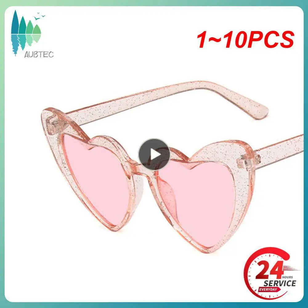 1 ~ 10ШТ Солнцезащитные очки в форме сердца для женщин Модные солнцезащитные очки Love Heart с защитой от UV400, винтажные солнцезащитные очки для женщин, женские