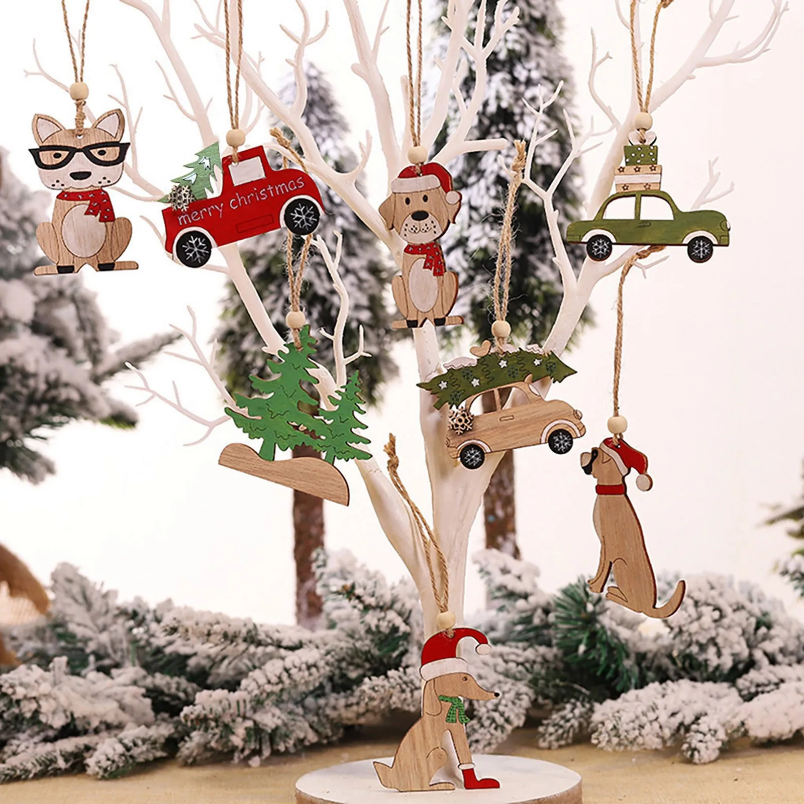 1 шт. деревянная подвесная Рождественская елка, украшение для кабины, Рождественская елка, вечерние украшения для дома, бесплатная доставка новый год 2024