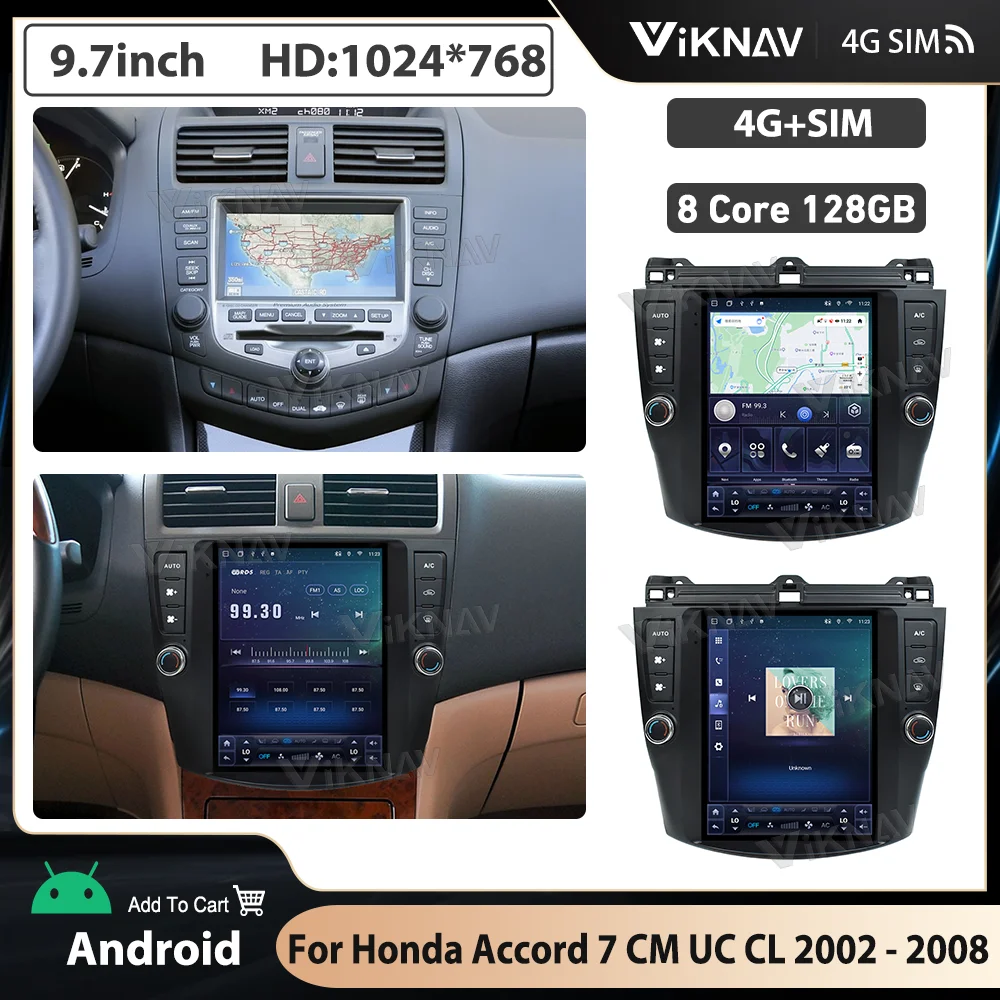 12,3 дюйма Для Honda Accord 7 2002-2007 Android 10 Стерео Автомобильное Радио Мультимедийный Видеоплеер Навигация GPS Головное устройство Carplay