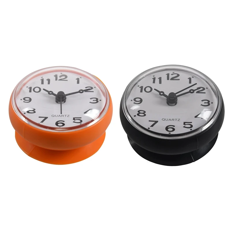 2 предмета, 7-сантиметровые водонепроницаемые часы для кухни, ванной, душа, настенная присоска, оранжевый и черный