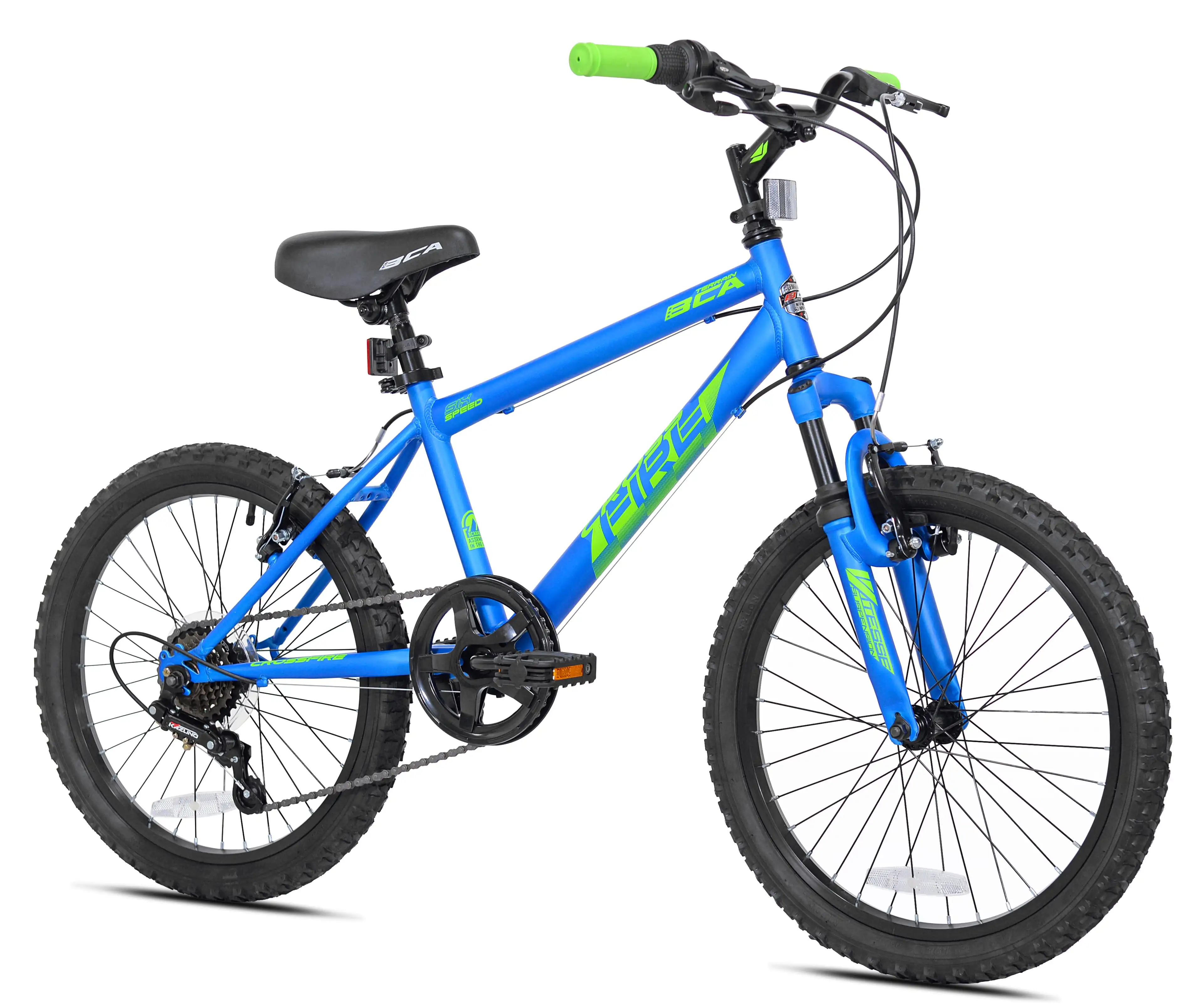 20-дюймовый горный велосипед Crossfire для мальчиков с 6 скоростями, синий/зеленый