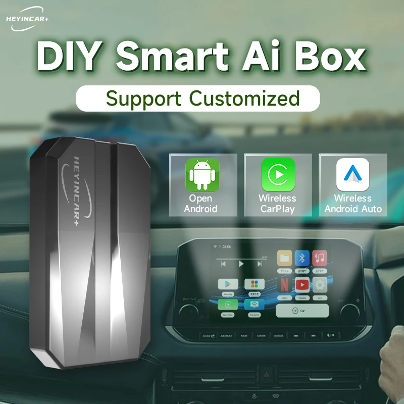2023 HEYINCAR DIY Smart Ai Box CarPlay Android Auto Wireless CarPlay YouTube Netflix IPTV Car Play Tv box QCM2290 интеллектуальный