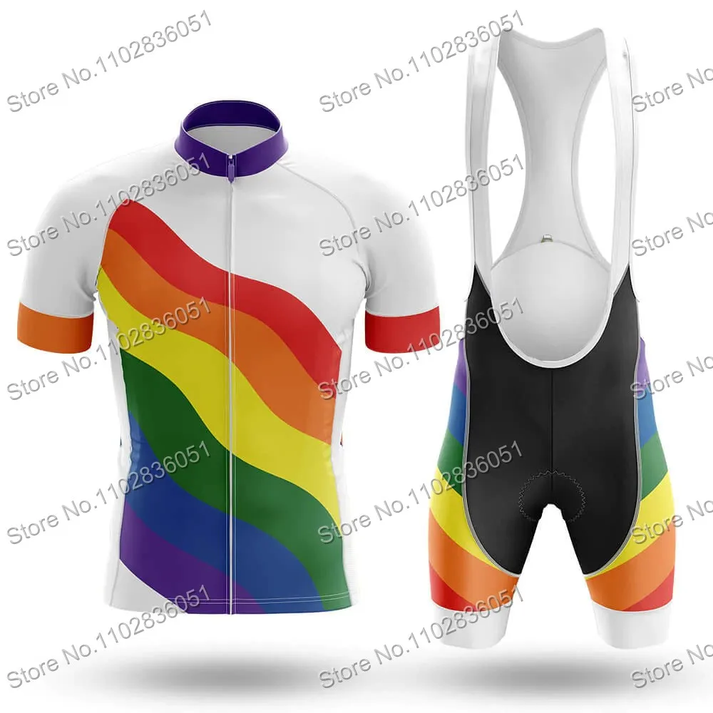 2023 Ride With Pride Велоспорт Джерси Комплект Мужская Велосипедная Одежда Комплекты Летние Рубашки Для Шоссейных Велосипедов Костюм Велосипедный Нагрудник Шорты MTB Maillot