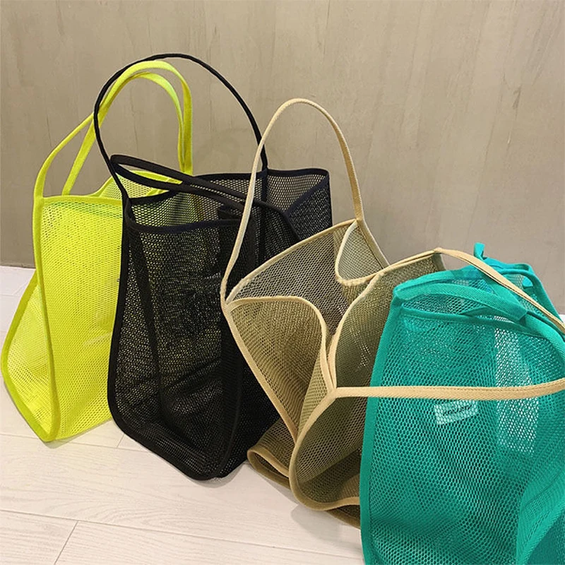 2023 Женская сетчатая прозрачная сумка большой емкости, двухслойная, сохраняющая тепло, большая пляжная сумка для пикника, эстетичные сумки для покупок
