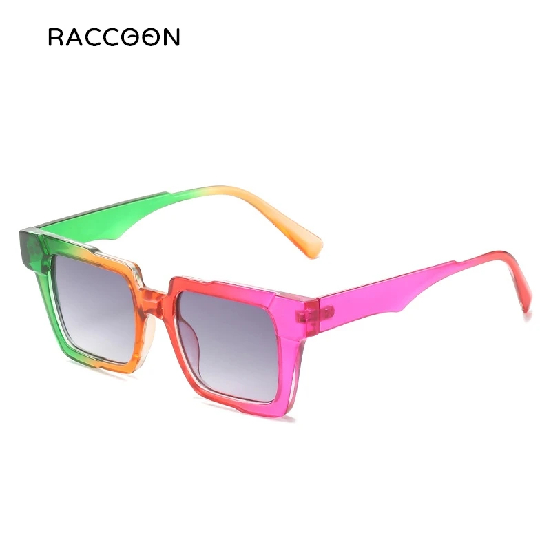 2023 Модные Квадратные солнцезащитные очки Для женщин, мужчин, Разноцветные линзы, Ретро-оттенки, Винтажные солнцезащитные очки, Дофаминовая повязка, Цветоблокирующие наряды