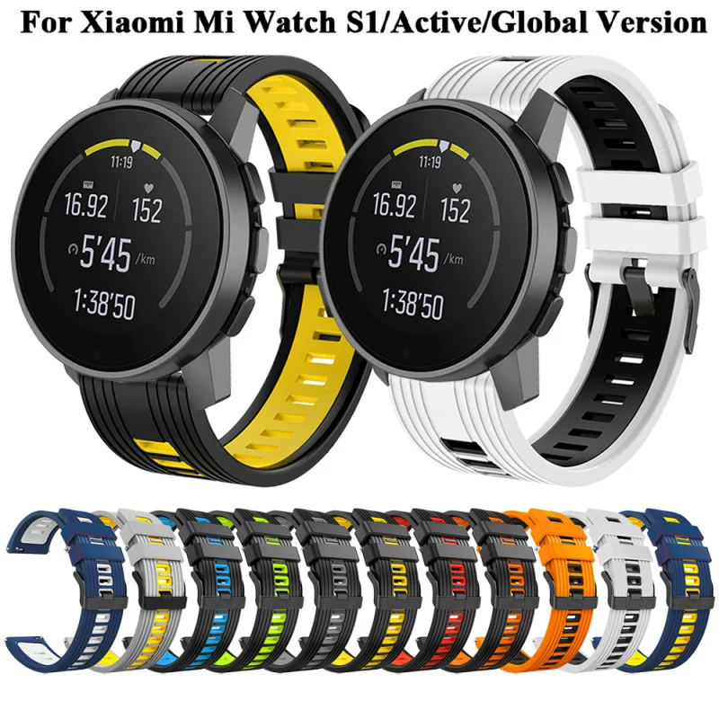 22 мм Для Xiaomi MI Watch S1 Active /Глобальная Версия/Цвет Часов 2 Ремешка Для Смарт-Часов Силиконовый Браслет Сменные Аксессуары