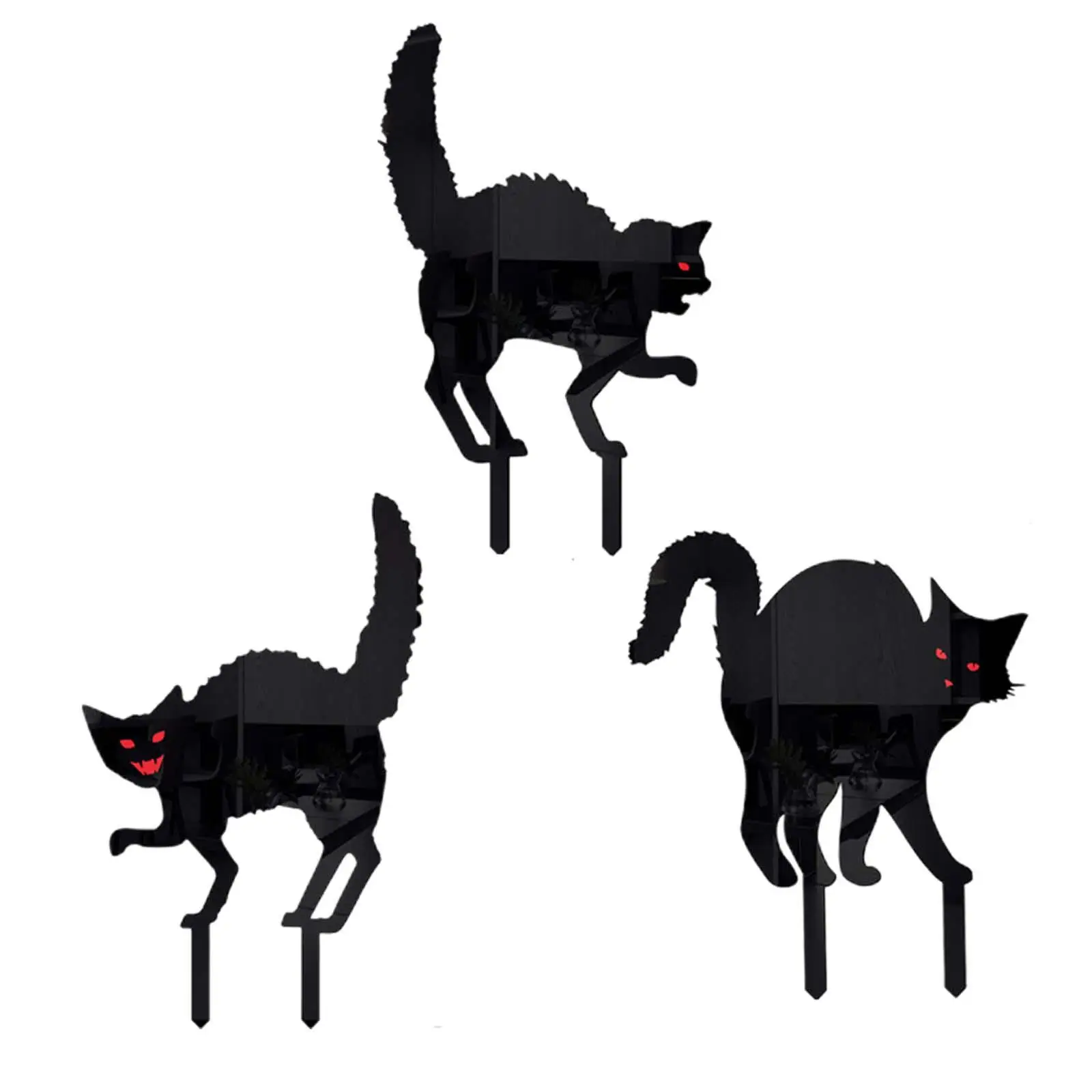 3 штуки кольев для статуи черного кота на Хэллоуин, реалистичных для двора фермы, внутренний дворик