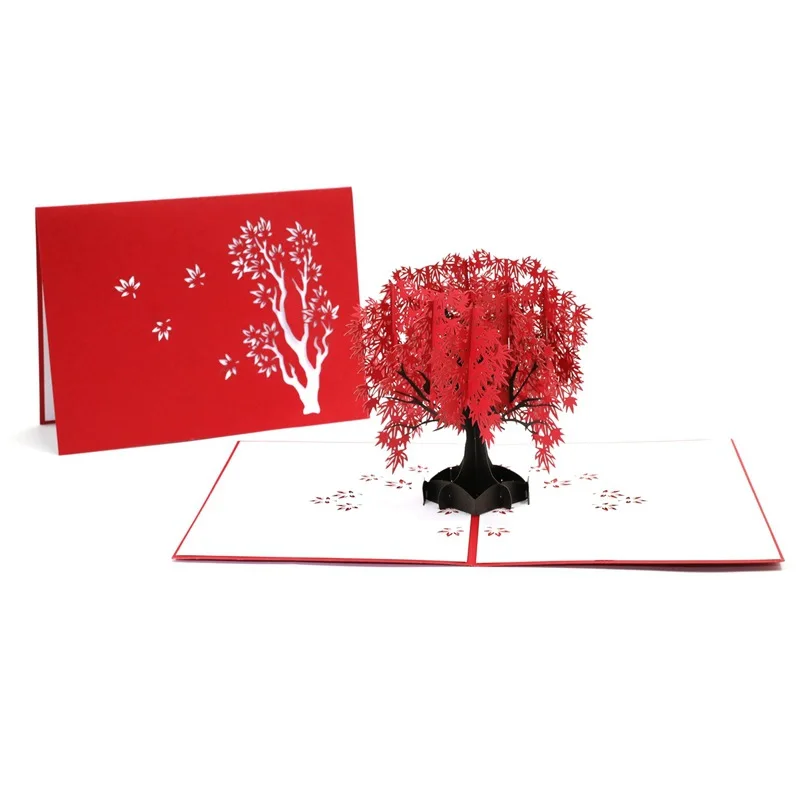 3D всплывающая открытка С цветами, Клен, вишня, приглашение на свадьбу, Поздравительная открытка, вечеринка по случаю дня рождения, Юбилейная подарочная открытка С конвертами
