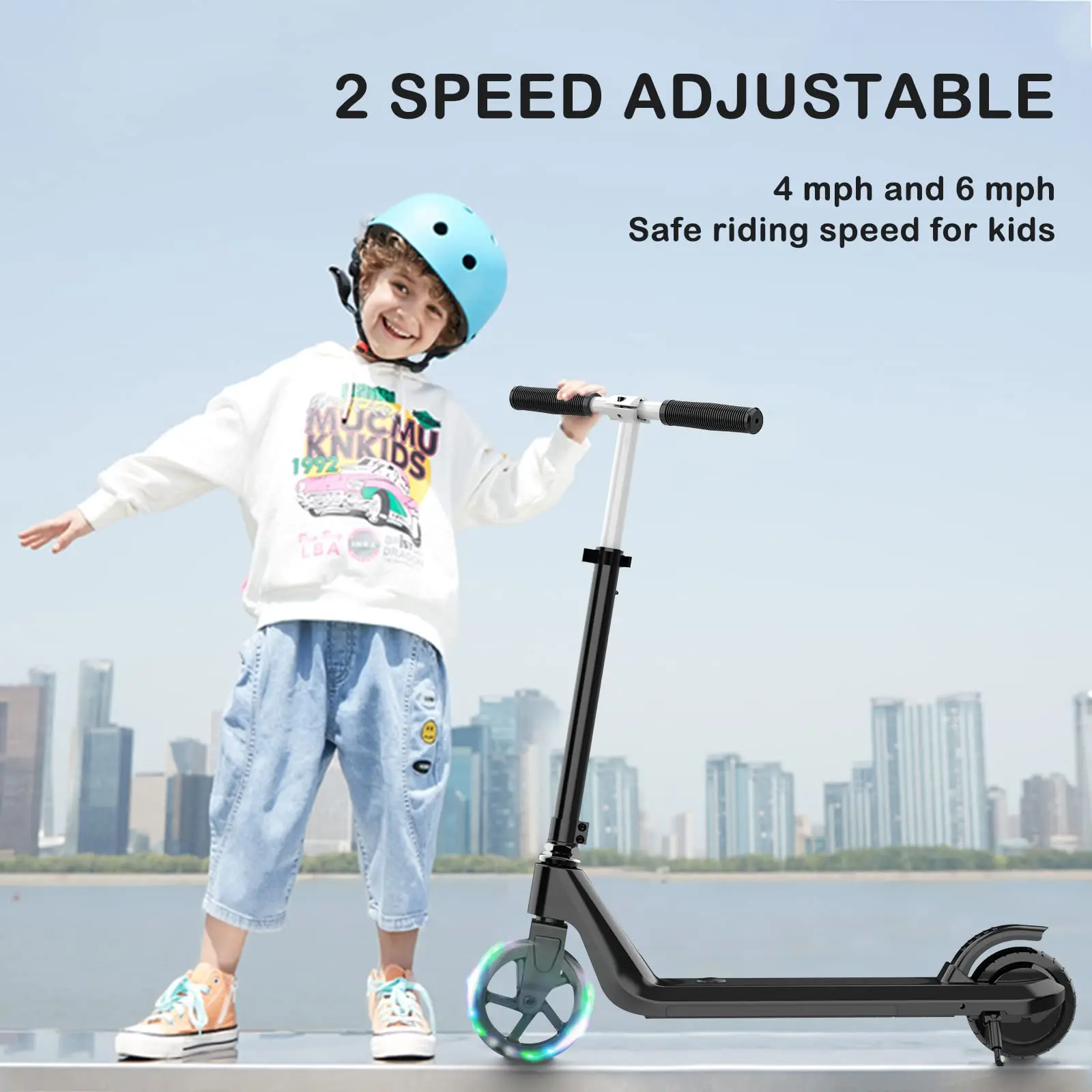 5,8-дюймовый складной электрический скутер для детей, мотор мощностью 120 Вт, регулируемая по высоте скорость 6,2 миль в час