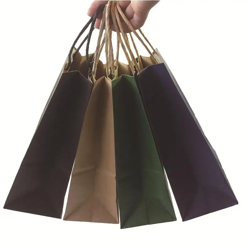 50ШТ Модный подарочный пакет из крафт-бумаги с ручкой/хозяйственные сумки/Рождественский коричневый упаковочный пакет / Отличное качество 21X15X8cm