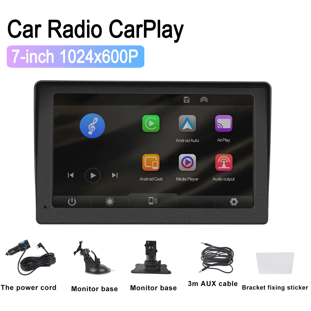 7-Дюймовое Автомобильное Радио Carplay MP5 Player HD, Совместимый с Bluetooth Fm-передатчик, SD-карта Для Воспроизведения музыки, Просмотра видео, Встроенный Динамик