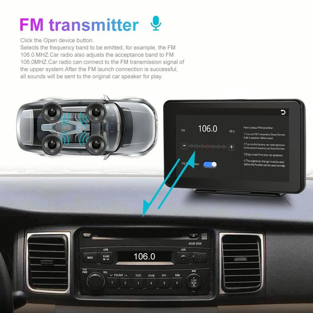 7-дюймовое автомобильное радио, совместимое с Bluetooth, беспроводное Carplay Android Auto FM-радио, автомобильный MP5-плеер с сенсорным экраном, USB TF Встроенный динамик