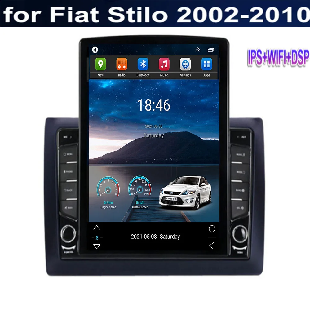 8G + 128G Android 12 Для Fiat Stilo 2002-2010 Tesla Стиль Автомобиля Радио Стерео Carplay Мультимедийный Плеер GPS Навигационная Камера