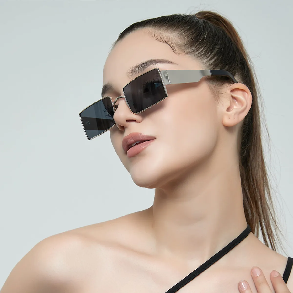 CHUZICI Винтажные прямоугольные Металлические солнцезащитные очки Мужские очки Коричневые очки Оптом