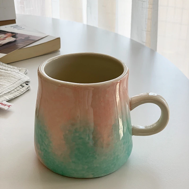Ins градиентная подглазурная керамическая кружка для воды цвета миндального ореха ручной работы, креативная изысканная чайная кружка, домашняя кружка.