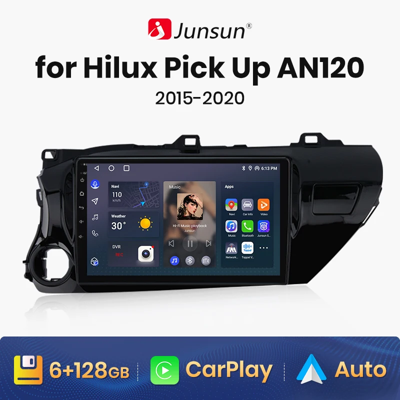 Junsun V1 AI Voice Wireless CarPlay Android Авторадио Для Toyota Hilux Пикап AN120 2015-2020 Автомобильный Мультимедийный GPS 2din автомагнитола