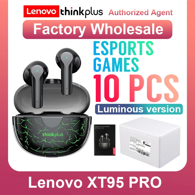 Lenovo XT95 Pro 10шт Bluetooth наушники для мобильных геймеров TWS Беспроводные наушники с микрофоном для iPhone Android Наушники Xiaomi