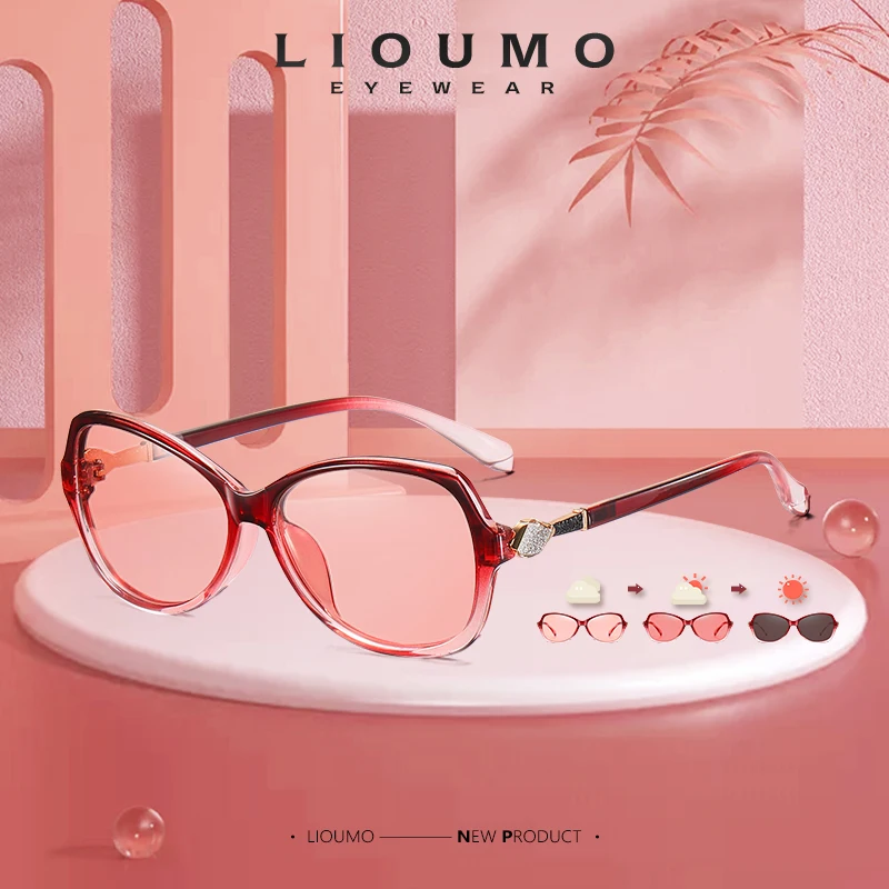 LIOUMO 2023 Элегантные Солнцезащитные очки с кристаллами Женские Поляризованные Фотохромные очки Винтажные женские солнцезащитные очки-хамелеоны lunette de soleil femme