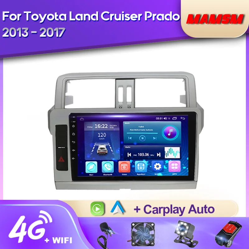 MAMSM 2K QLED Android 12 Автомагнитола Для Toyota Land Cruiser Prado 150 2013-2017 Мультимедийный Видеоплеер GPS 4G Carplay Авторадио