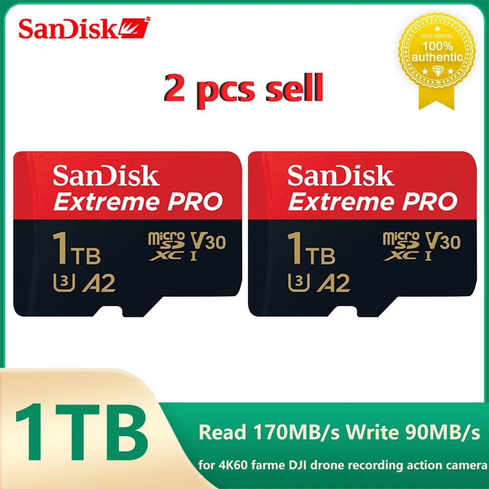 SanDisk 2 шт продают Extreme Pro A2 TF micro SD 256 ГБ 400 ГБ 512 ГБ 1 ТБ 128 ГБ 64 ГБ 32 ГБ UHS-I Карта памяти U3 для DJI drone 170 МБ /с.