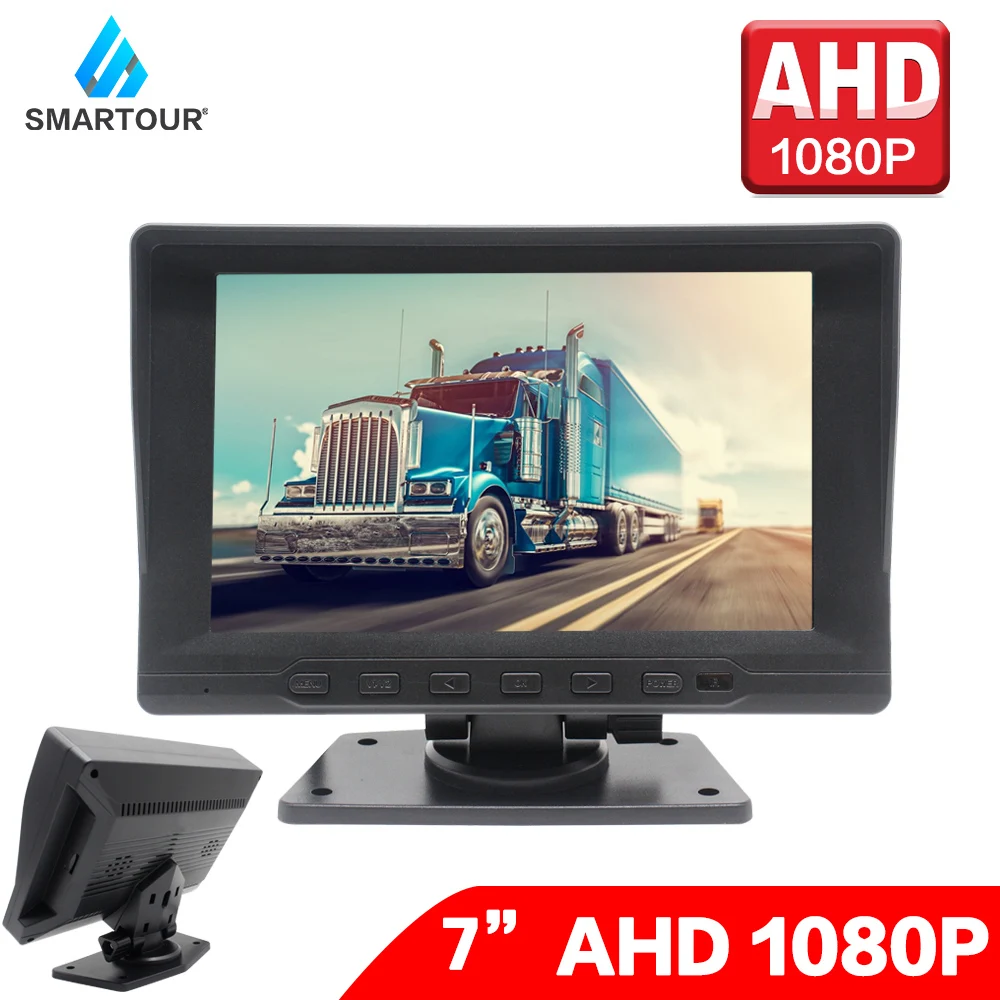 Smartour AHD 1080P 7-Дюймовый IPS Экран Грузовик Автобус RV Монитор Парковки Автомобиля HD Вид Спереди и сзади 4 Pin Для AHD/CCD Камеры