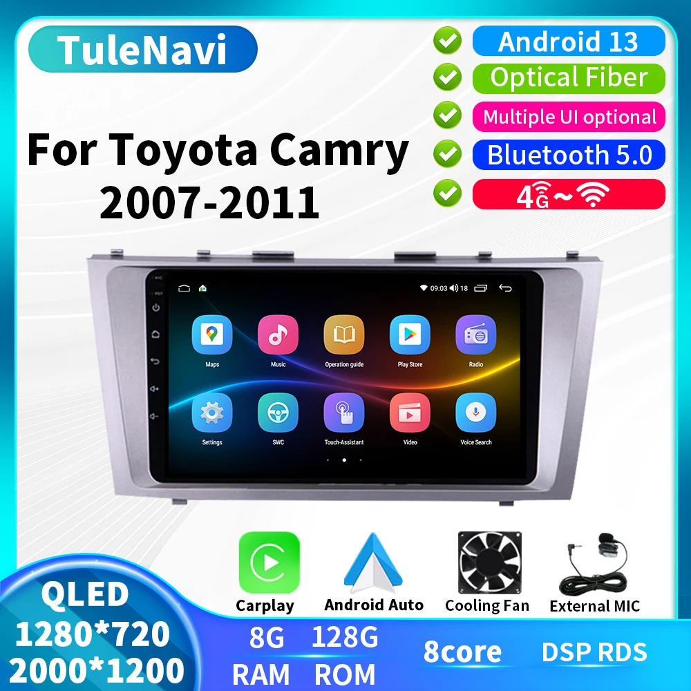 T7plus AI Voice Беспроводная автомагнитола CarPlay Android для Toyota Camry 7 XV 40 50 2006 - 2011 Автомобильный мультимедийный GPS 2din автомагнитола 4G