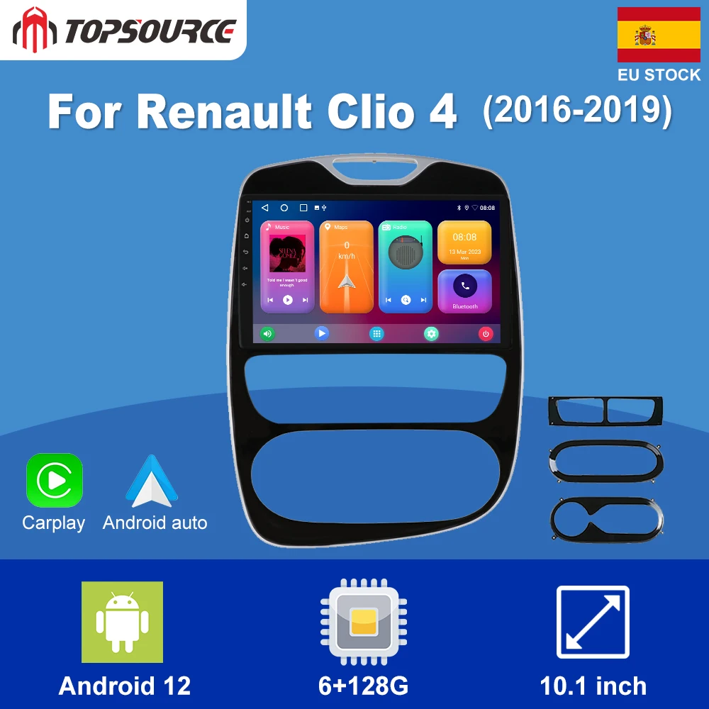 TOPSOURCE TS18 6G + 128G Радио для Renault Clio 4 2012-2016 Carplay 4G Автомобильный Мультимедийный GPS 2din Авторадио Беспроводной CarPlay Auto