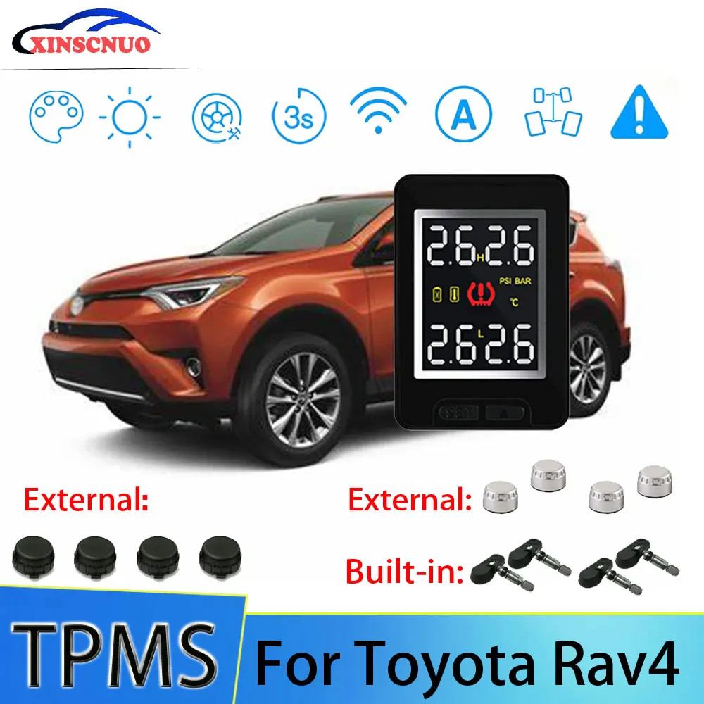 XINSCNUO Car TPMS для Toyota Rav4 Система контроля давления и температуры в шинах с 4 датчиками