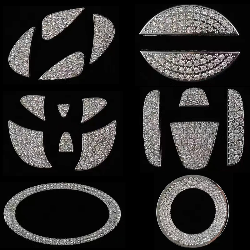 Автомобильная наклейка с логотипом на рулевом колесе, аксессуары для интерьера, металлическая эмблема с бриллиантами, подходит для Hyundai Toyota Honda VW Nissan