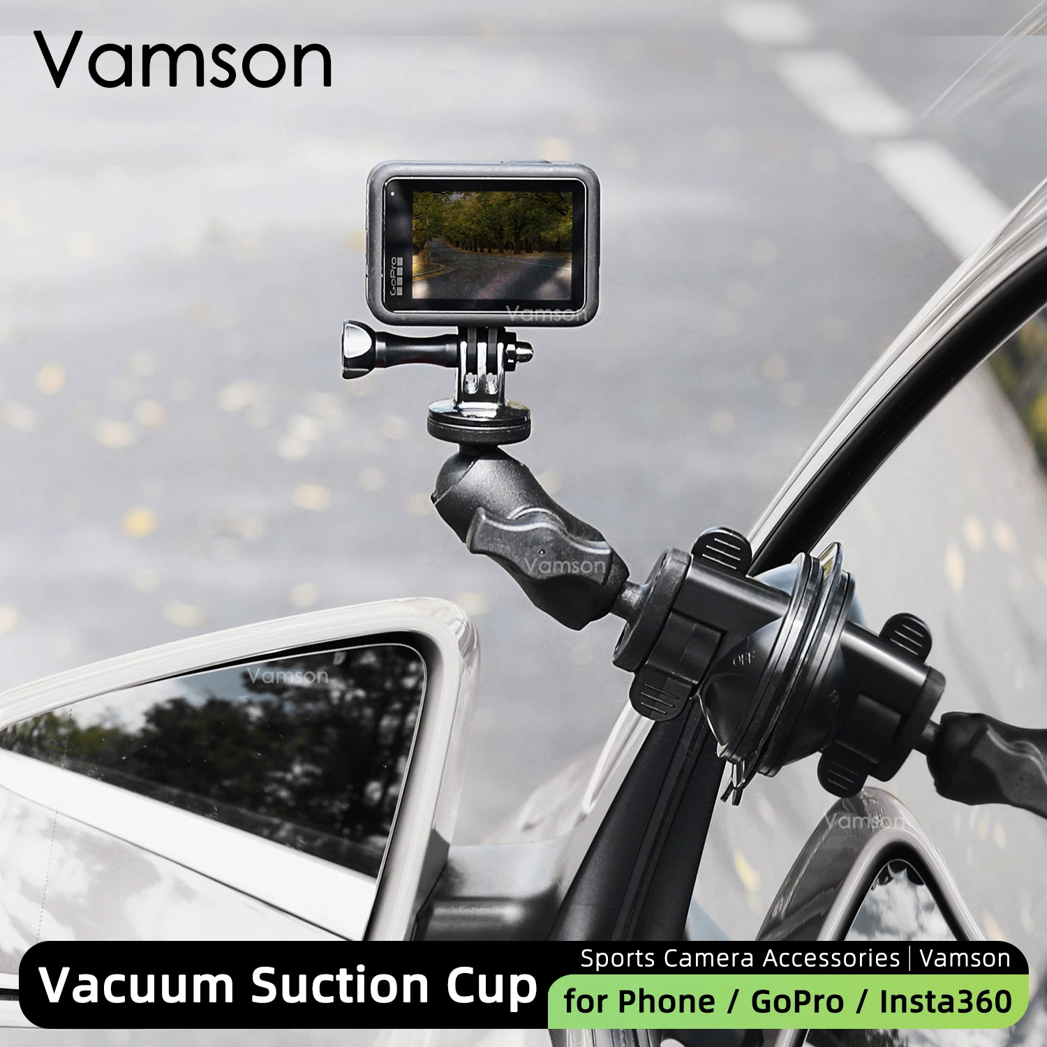 Автомобильная Присоска на лобовом стекле Vamson для Gopro Hero 11 10 9 8 7 для Insta360 x3 One X2 для смартфона для DJI Action Accessories
