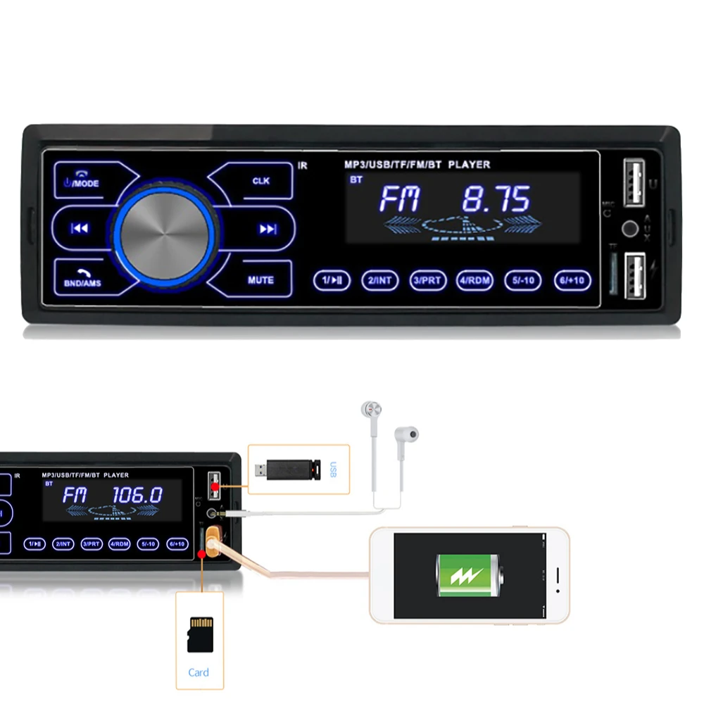 Автомобильный MP3 плеер TF USB порт сенсорный экран автомобильный стерео Радио AUX вход поддержка Bluetooth громкой связи вызова светодиодный ЖК-дисплей с подсветкой