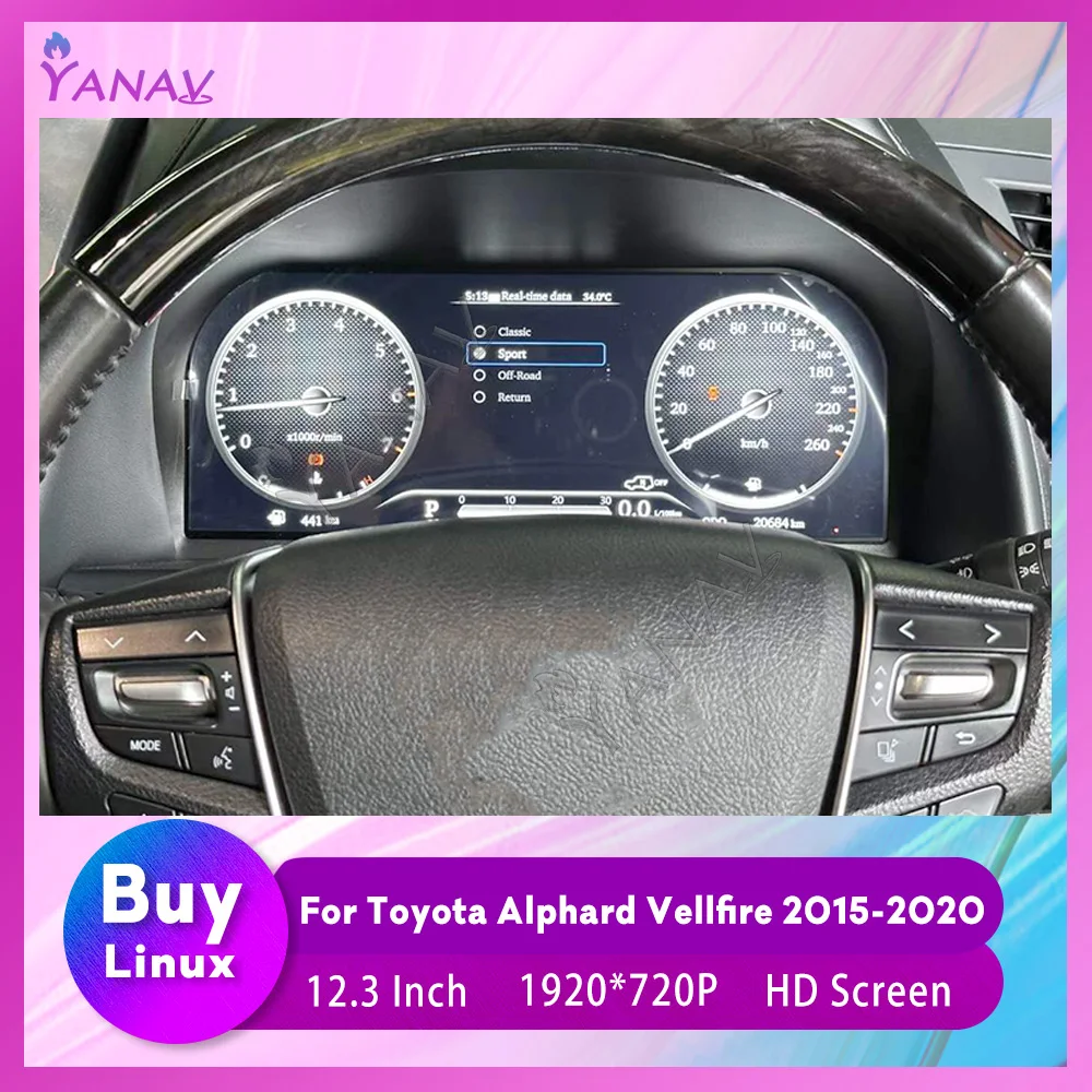 Автомобильный Цифровой Кластер Linux-Системы Для Toyota Alphard Vellfire H20 H30 2015-2020 ЖК-Измеритель Приборной Панели Виртуальной Кабины HD-Экран