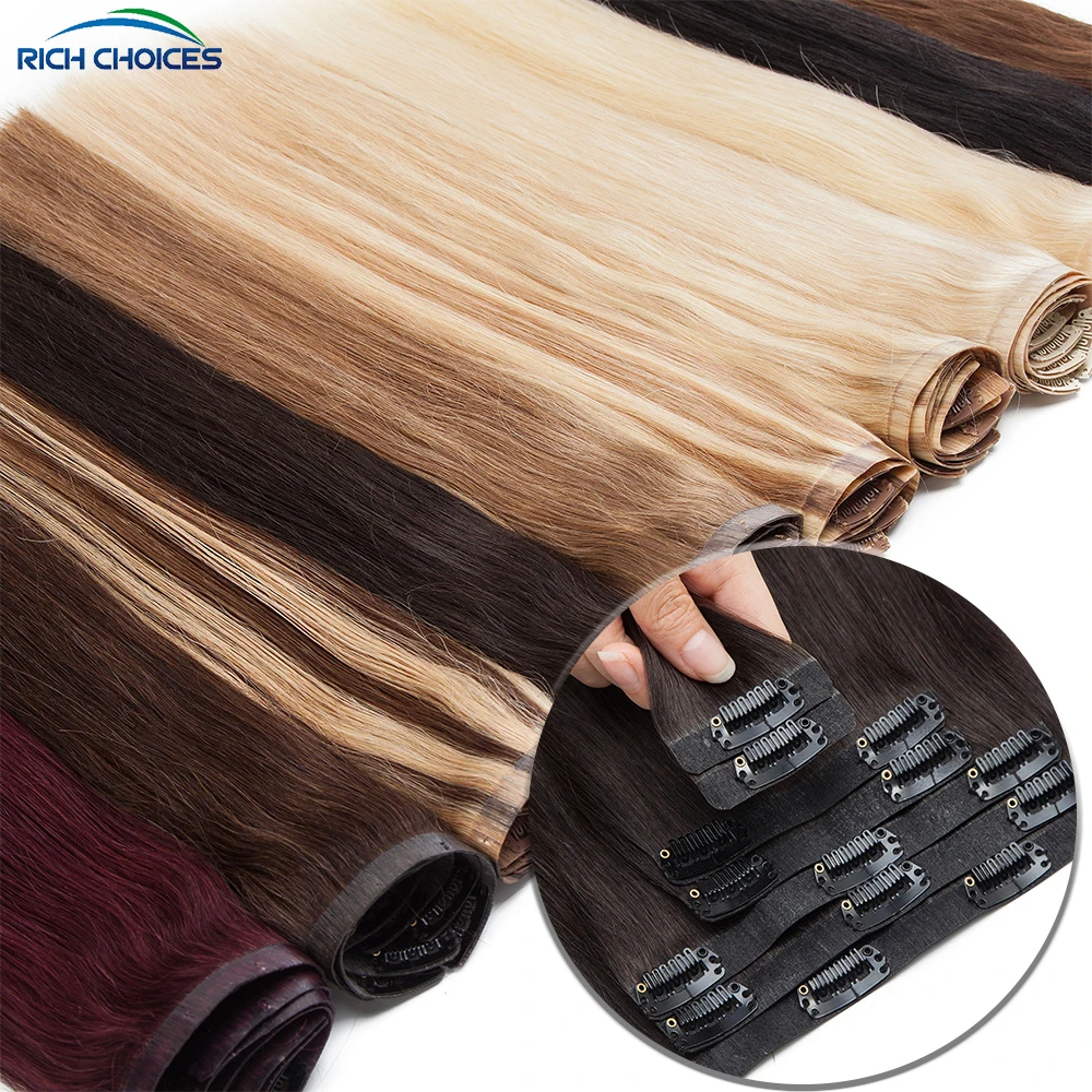 Богатый выбор Бесшовных полиуретановых зажимов для наращивания волос Remy Человеческие волосы 7шт 115 г Лента для наращивания волос на всю голову
