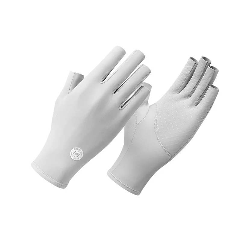 Велосипедные перчатки из ледяного шелка, солнцезащитный крем, летние виды спорта на открытом воздухе, Тонкие дышащие перчатки на полпальца, защищающие от ультрафиолетовых лучей, перчатки