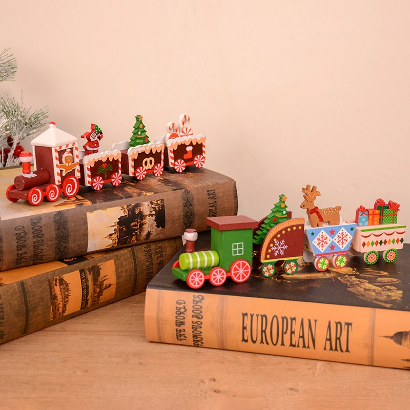 Веселого Рождества Деревянный Поезд Орнамент Санта Клаус Рождественские Украшения для Дома Navidad Подарок для Детей 2024 Новый Год Рождественский Декор