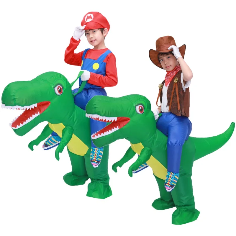 Детский надувной костюм динозавра Ти Рекс, Косплей, девочки и мальчики Катаются на Динозавре, Хэллоуин, Пурим, Вечеринка, Надутая одежда, Недостатки