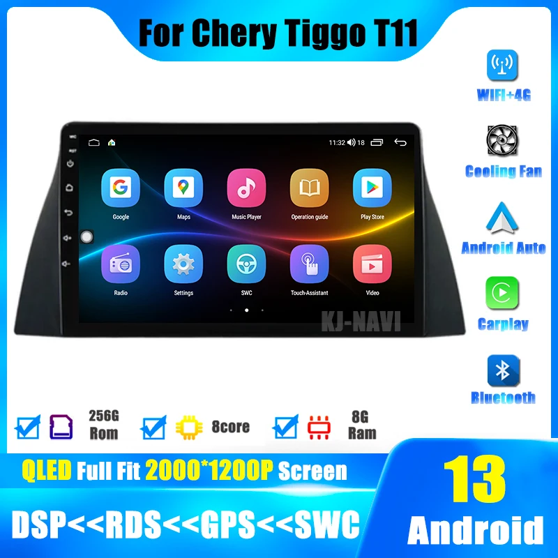 Для Chery Tiggo T11 2005-2020, автомобильное радио, мультимедийный видеоплеер, навигация Carplay, авто стерео, GPS, Android 13, Wi-Fi, BT Беспроводной