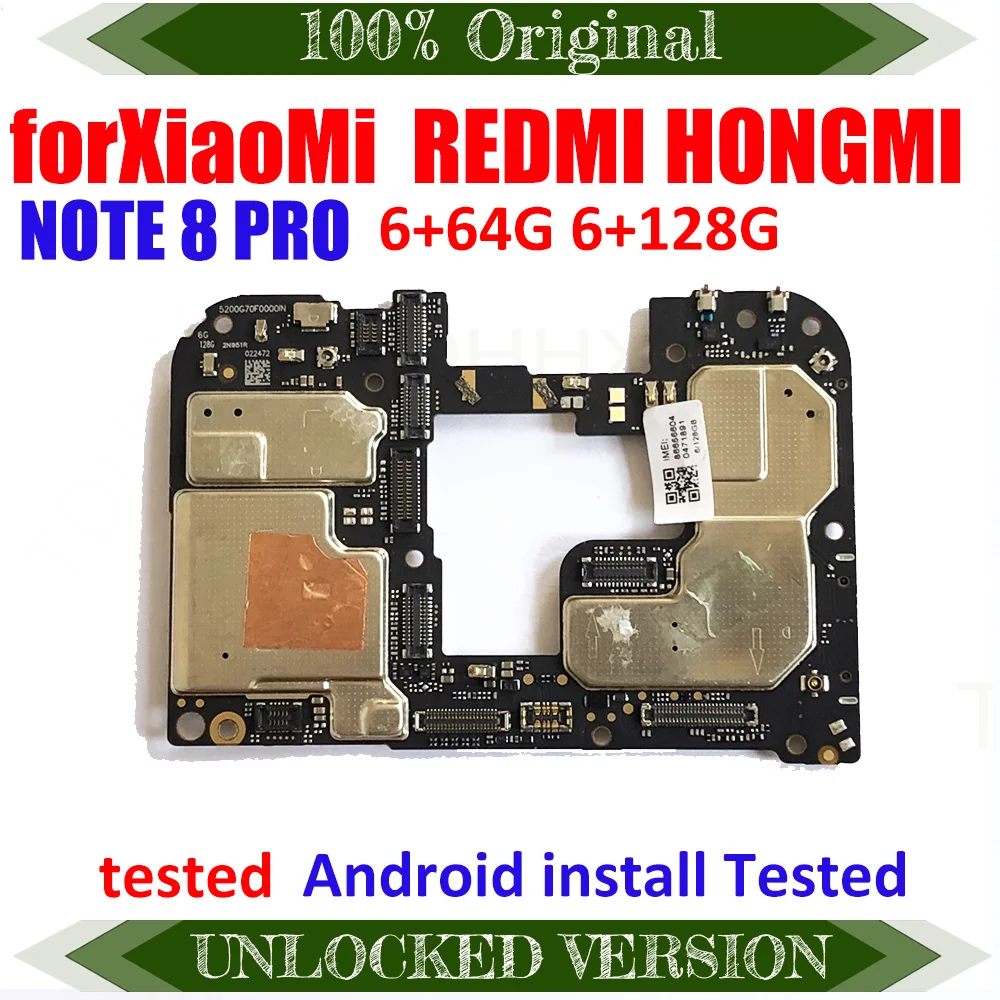 Заменена разблокированная материнская плата для Xiaomi Redmi Note 8 Pro Материнская плата с полноценными чипами Установлена исправная операционная система Android