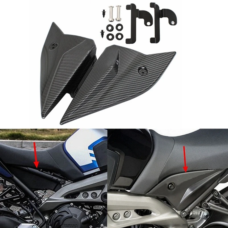 Комплекты защитных накладок для крышки обтекателя задней боковой панели черного цвета для мотоциклов MT-09 FZ-09 2014-2020 Пластиковая защитная пластина