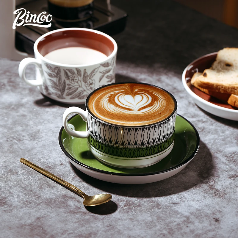 Кофейная чашка BINCOO, керамическая кружка, чашка для завтрака, чашка для латте, чашка для воды, подходит для дома и офиса, 280 мл
