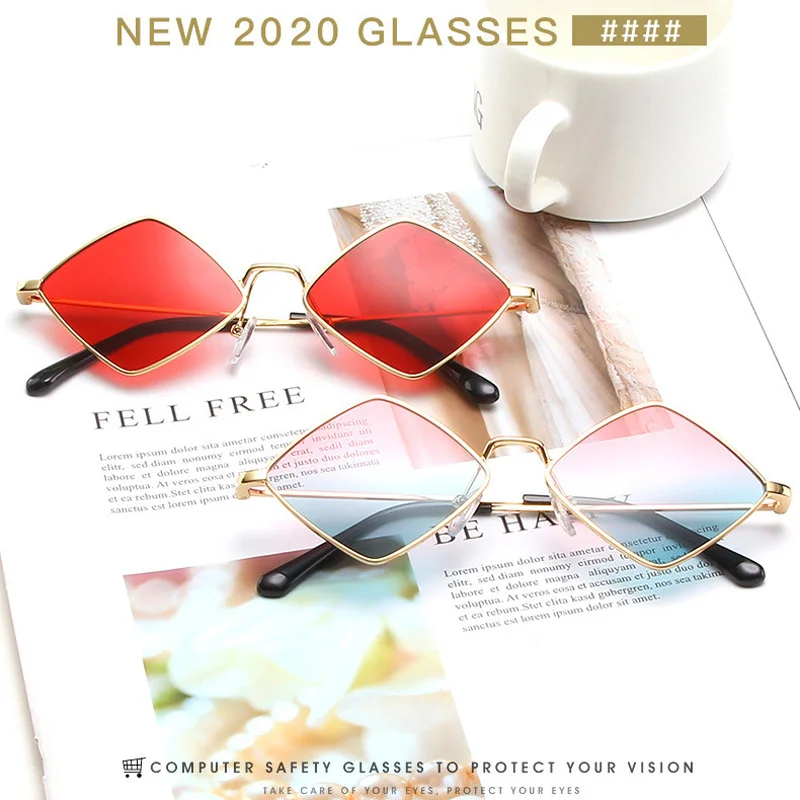 Модные ретро Солнцезащитные очки в форме ромба в металлической оправе неправильной формы Солнцезащитные очки с защитой от ультрафиолета Для женщин, мужчин, унисекс, очки для улицы
