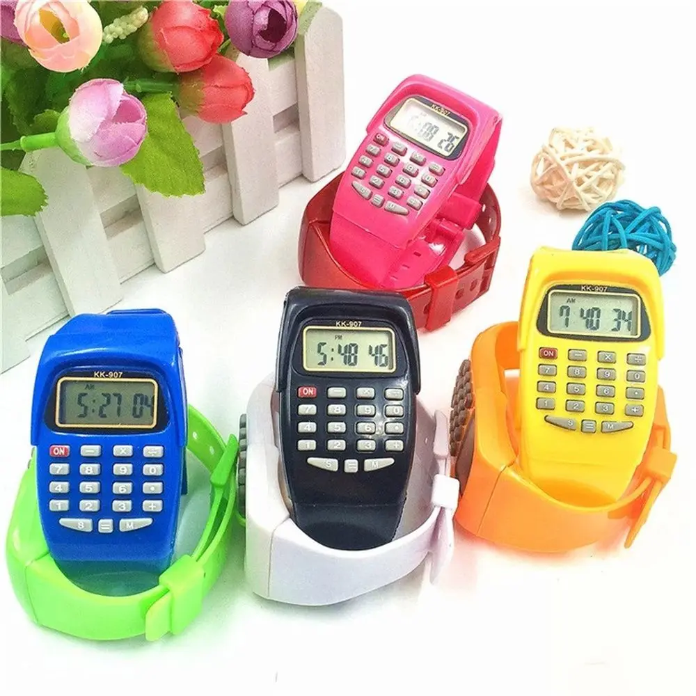 Модный электронный калькулятор унисекс для детей, многоцелевые силиконовые детские часы, калькулятор с ЖК-экраном