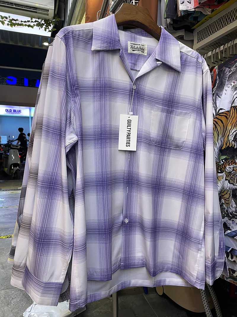 Мужская одежда WACKO MARIA Серия рубашек в клетку от японского бренда Smart Casual, осенняя новинка с длинным рукавом