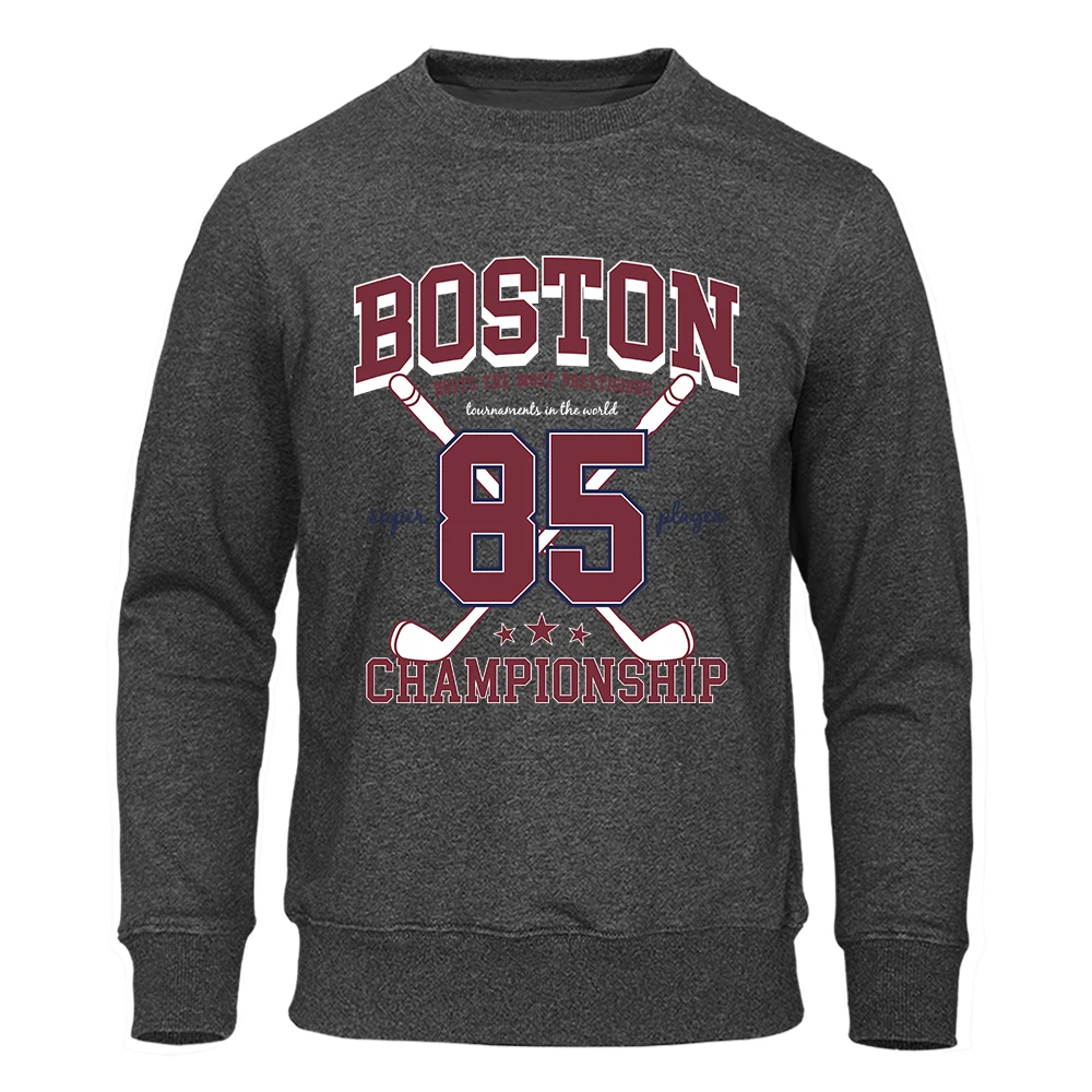 Мужская одежда с принтом Boston 85 Players Championship, свободный пуловер, толстовка, повседневная свободная толстовка, мужская толстовка с капюшоном с мультяшным воротником-стойкой