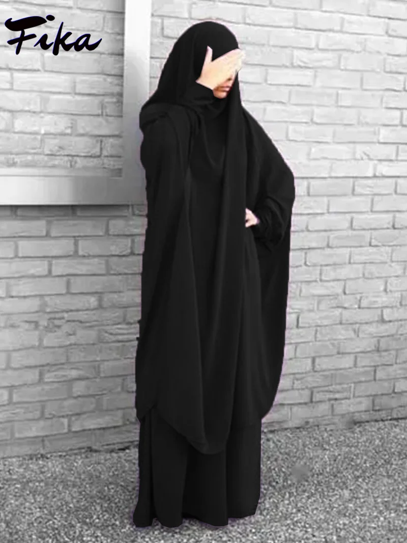 Мусульманская Абая С Капюшоном, Комплект из 2 предметов, Женское Платье, Исламские Молитвенные Платья, Полное Покрытие, Платье для Рамадана, Исламская Одежда, Платье-Хиджаб