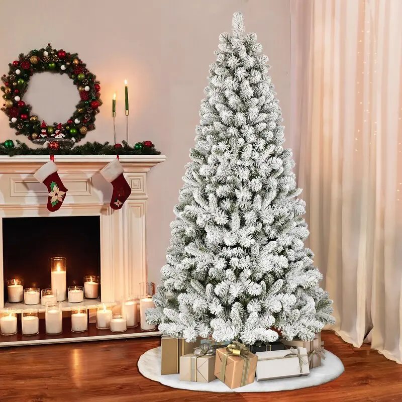 Набор украшений для Рождественской елки с искусственным флокированием, Семейная Рождественская елка с зашифрованной Снежинкой, Роскошное украшение для новогодней вечеринки для дома