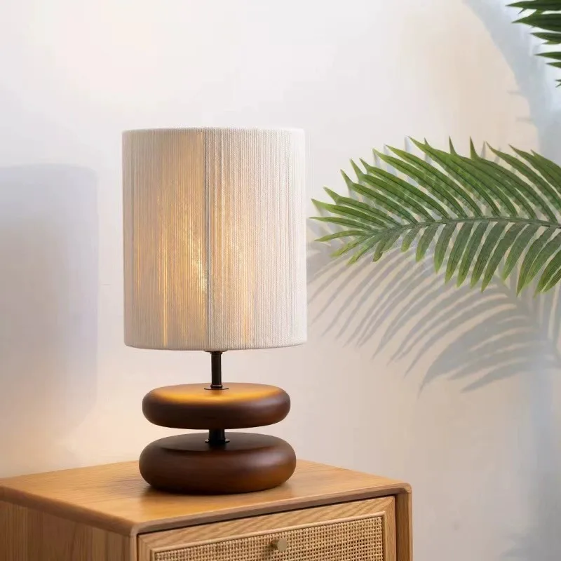 Настольная лампа из массива дерева Ваби-саби, цвет орехового дерева, прикроватная тумбочка для гостиной, кабинета, офиса, спальни, светодиодная настольная лампа, ночник
