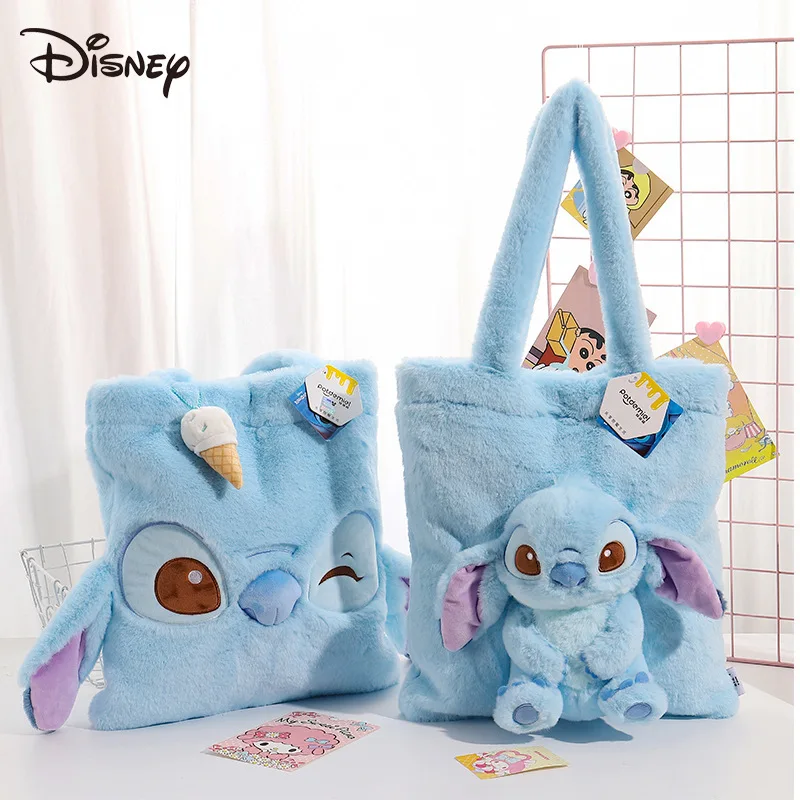 Натуральная плюшевая сумка Disney Lilo & Stitch Kawaii на одно плечо с рисунком аниме, мягкая кукольная сумочка для девочек, повседневная сумка через плечо