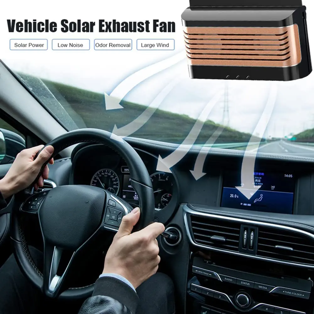 Новый установленный в автомобиле Солнечный Вытяжной вентилятор Вентилятор охлаждения автомобиля Вентиляция Удаление запаха внутри автомобиля Фиолетовый Легкий вентилятор от комаров